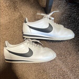Nike White and Black Cortez Sneakers Classic Design
